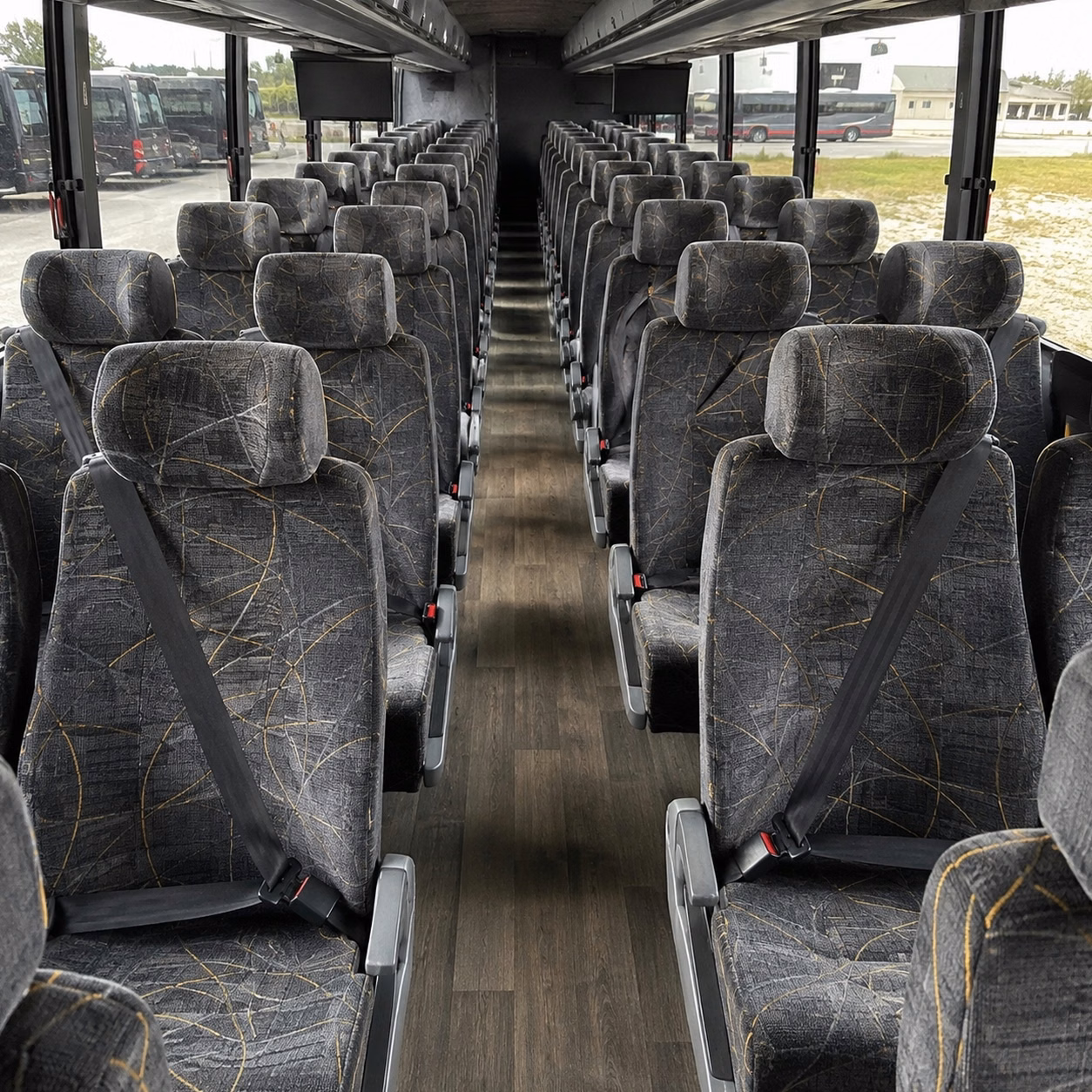 56 passenger charter bus inside